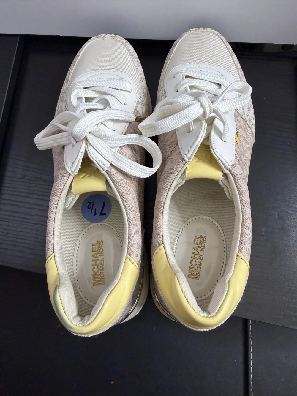 Michael Kors Cream & Yellow Logo-Trim Sneakers